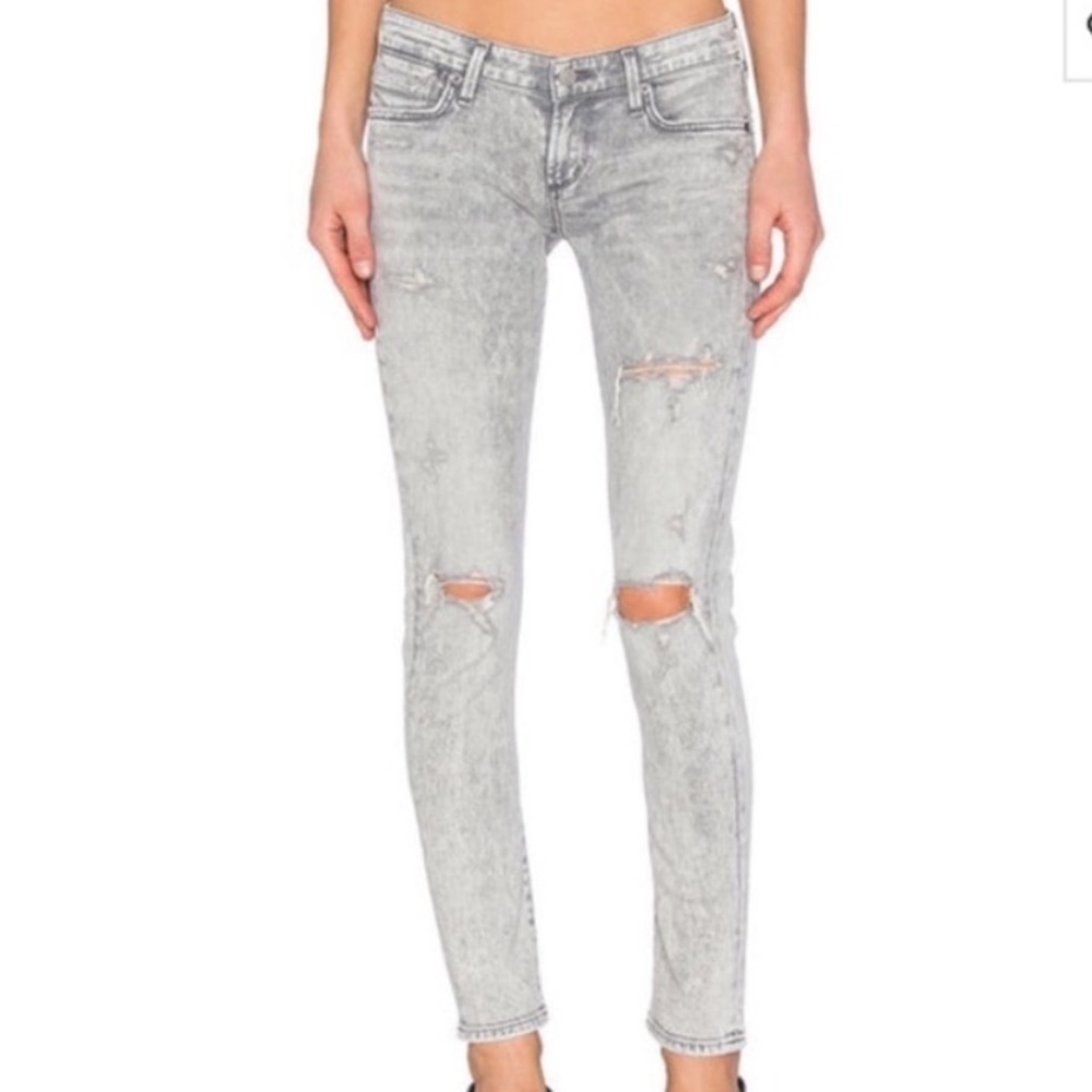 Agolde Chloe Jeans Skinny Low Rise Casual Distressed Festival Concert Gray 27